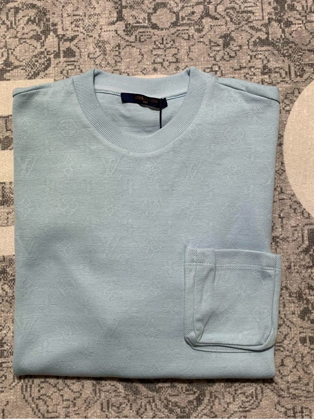 Louis Vuitton Jacquard Pocket Shirt Baby Blue Size M - Picture 6 of 6